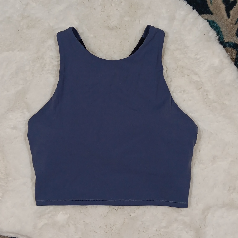 Athleta blue athletic racer back crop tank top sz small